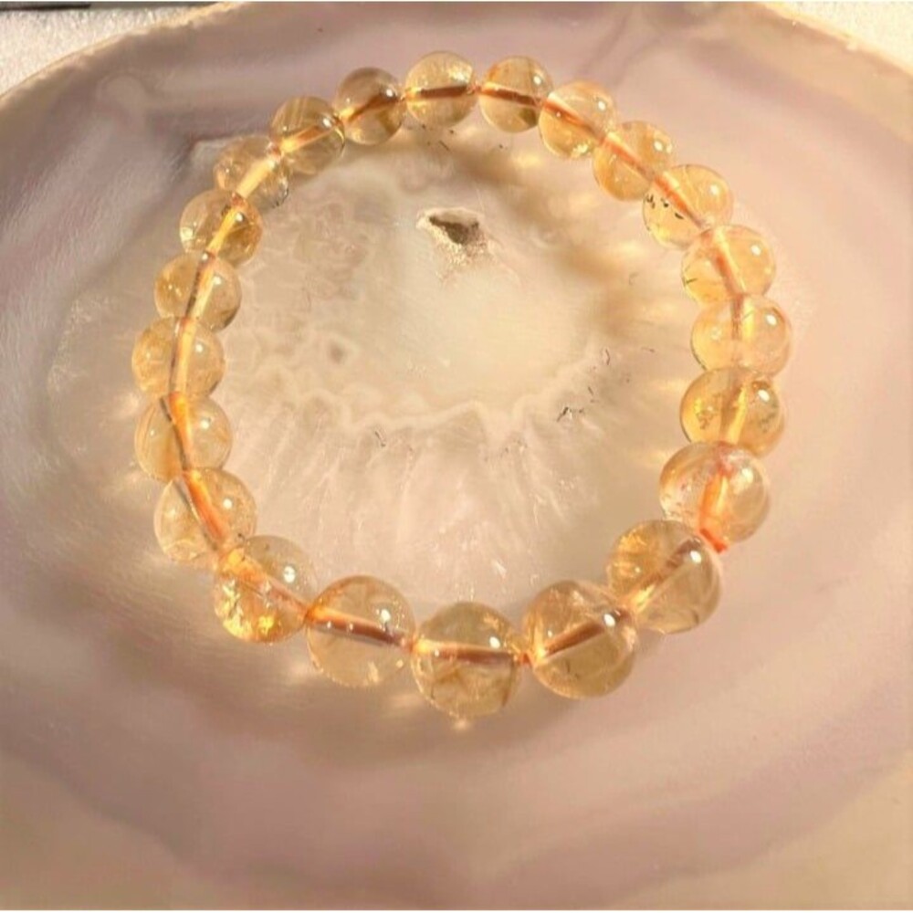 Citrine Beaded Stretch Bracelet - Almost 9mm